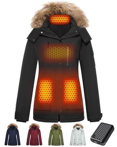 Graphene Heated Jacket for Women with Large Capacity Battery Pack Waterproof Windproof