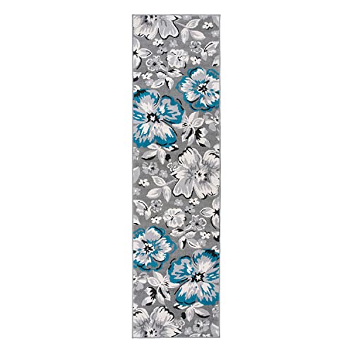 Rugshop Modern Floral Runner Rug 2' X 10' Blue #TOP1