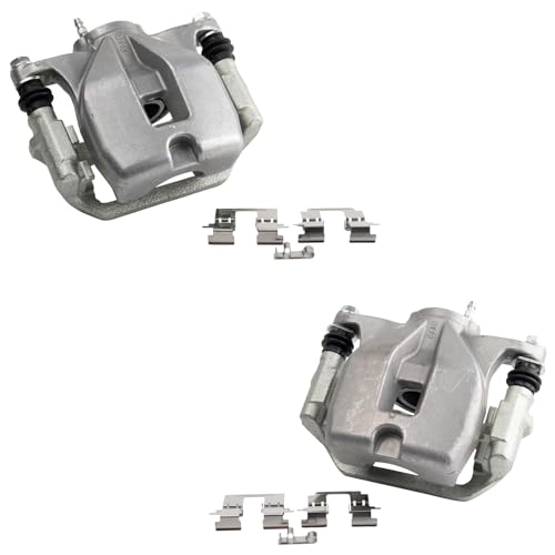 Image of TRQ Rear Driver and Passenger Side Brake Caliper Set Caliper Brackets Hardware Compatible with 08-10 Toyota Highlander, 11-13 Highlander Base, 11-13 Limited, 12-13 SE