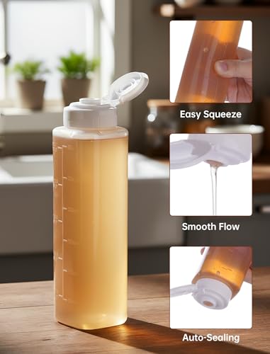 NiHome Honey Dispenser No Drip 10oz Squeeze Bottle for Syrup Sauce 2Pcs - image 2