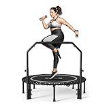BCAN 大人用ミニトランポリン 48インチ フィットネストランポリン バンジー付き U字型調節可能なフォームハンドル 安定して静か 屋内 屋外トレーニング シルバー 2025