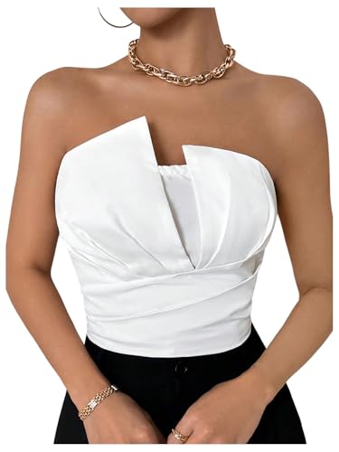 GORGLITTER Women's Strapless Asymmetrical Bandeau Tube Tops Trendy Backless Sleeveless Summer Going Out Crop Tops 2025