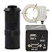 VGA USB 1080P Industry Video Microscope Camera & 100X C-Mount Lens Whit 56-LED Adjustable Ring Light - Black