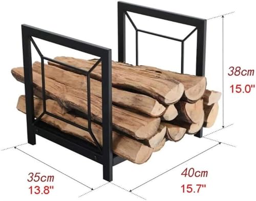 Range-bûches extérieur robuste en métal et support empilable de bois de chauffage - 4