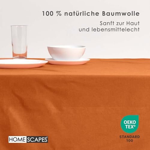 Homescapes Tischdecke Terracotta mit Hohlsaum aus 100% Baumwolle 137x137 cm, Tischtuch quadratisch, waschbar & pflegeleicht – Ansicht 3