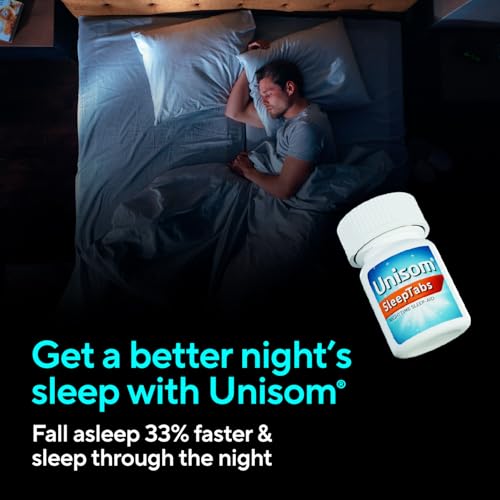 Image of Unisom SleepTabs Nighttime Sleep Aid Tablets for Adults, Doxylamine Succinate 25mg, Non-Habit-Forming Sleep Medicine for Relief from Occasional Sleeplessness, 48 Count