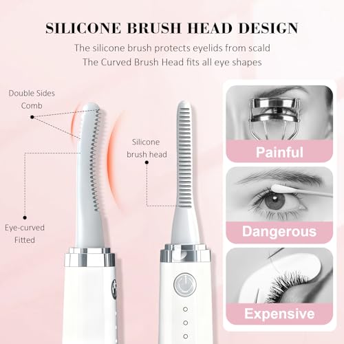 Recourbe-cils chauffant brosse silicone rechargeable appareil cils durable - 3