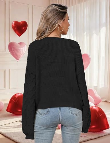 Image of Libsorge Womens Valentine Heart Sweater 2026 Valentines Day Trendy Cute Oversized Long Sleeve Pullover Sweaters