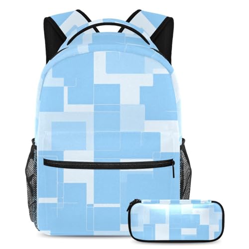 Cartable bleu géométrique pour ados, parfait de l'école aux loisirs