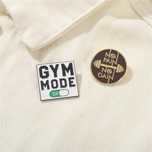 Motivational Enamel Lapel Pin Gym Mode Quotes Words Pin Inspirational Pin Sports No Pain No Gain Positive Saying Brooch for Clothing Bags Denim Lanyards Accessories Unisex Jewelry Gift2