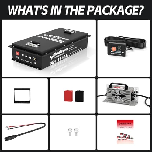 Image of 48V 135Ah Golf Cart Lithium LiFePO4 Battery with Charger and 200A BMS Grade A Cells Deep Cycle Rechargeable Battery,10000+ Cycles,Perfect for Golf Cart,Off Grid Applications (48V 135Ah-GC-Chr)