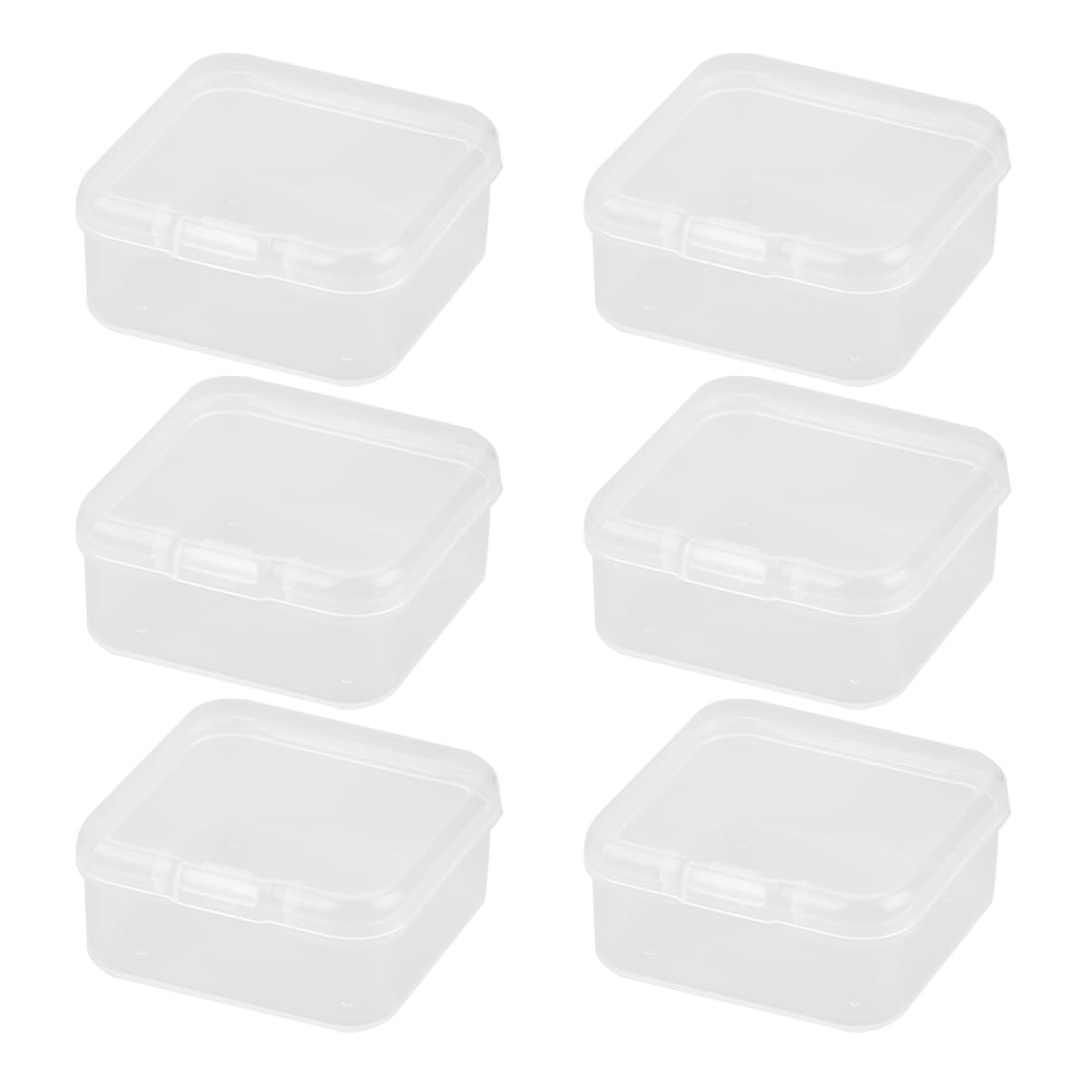 Lotsdonxia Clear Set Of 6 Small Rectangular Plastic Containers With Lids, Ideal For Storing Beads, Business Cards, Pills, And Other Small Items (4.5 * 4.5 * 2Cm)