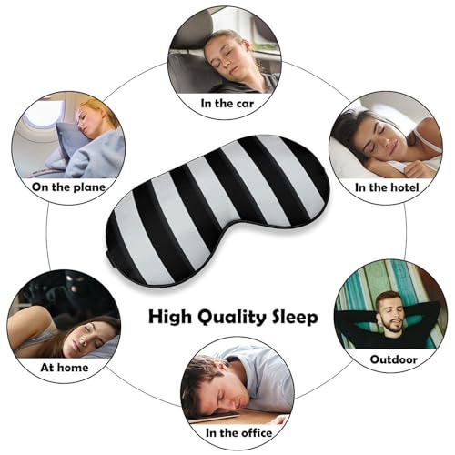 Masque de sommeil respirant en tissu doux à rayures noires et blanches chic - 4