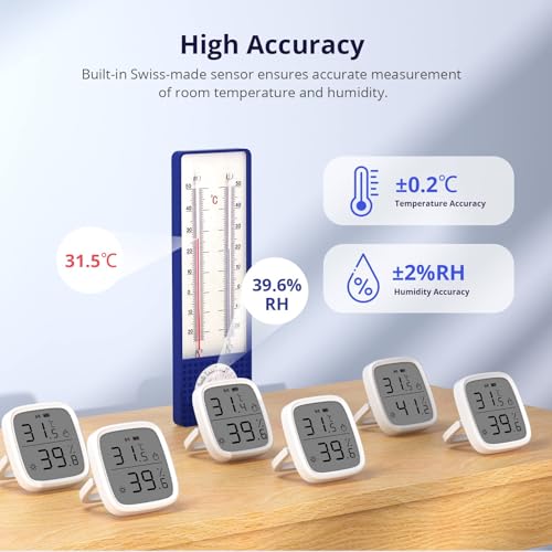 Indoor Temperature and Humidity Sensor, LCD Smart Thermometer Hygrometer, Zigbee Hub Required, Temperature Humidity Sensor Compatible Works with Alexa/Google Home for Remote Monitoring and Automation