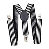 [Kioware] キッズサスペンダー Y 字型サスペンダー調節可能な弾性ストラップ 3 クリップサスペンダーブレース子供用ベビージーンズ, 黒