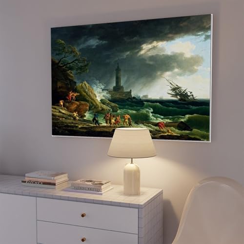 Toile Vernet Tempête Méditerranée : tableau décoration salon bureau - 7