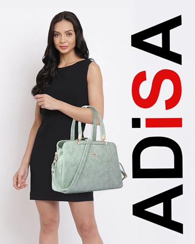 Image of ADISA two tone handbag 3 compartments shoulder bag for women and girls with sling belt (AD4084)