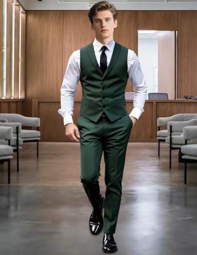 Mens Suits 2 Pieces Slim Fit Formal Suit Waistcoat Grooms Tuxedos for Business Wedding Prom Vest Pants Set3