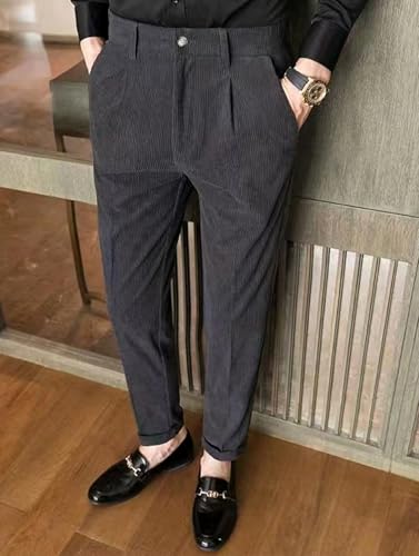 Men's Corduroy Pants Slim Fit Casual Fall Winter Long Trousers with Pockets4