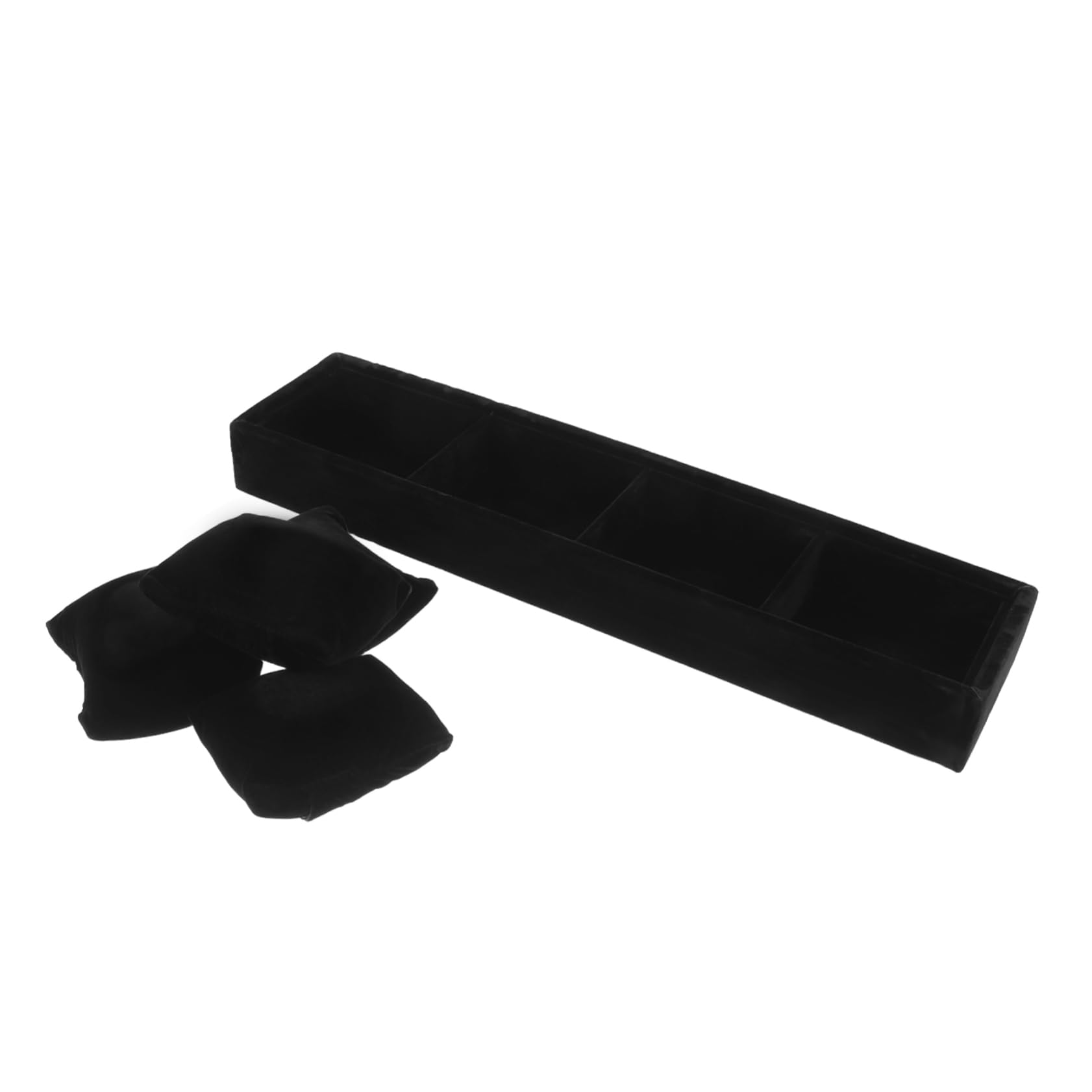 Healvian 5 Piezas Organizador de Joyas Negro con Almohadillas para Relojes y Pulseras Bandeja de Exhibición Capa para Almacenamiento y Presentación de Bisutería para Hombres y Mujeres