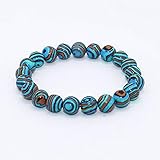 Material: Stein ZMMZYY Stone Bracelet, Mode Marine Blau Malachit Stein Armbänder für Frauen Hand Schmuck Yoga Stretch Party Geschenke 8 Mm, 19 cm