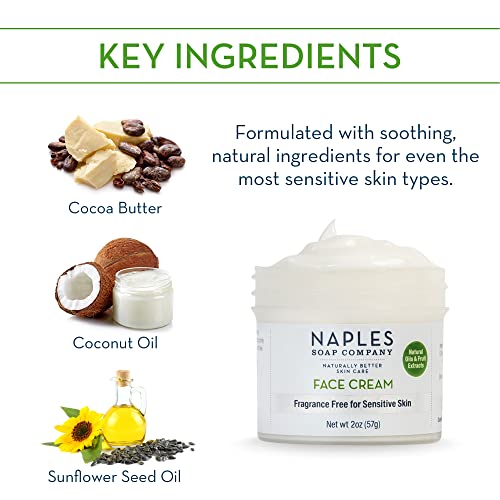 Naples Soap Company Non-Comedogenic Unscented Daily Face Cream Moisturizer - Lightweight, Hydrating - Safe For Eczema, Psoriasis, All Skin Types, 2Oz #TOP2