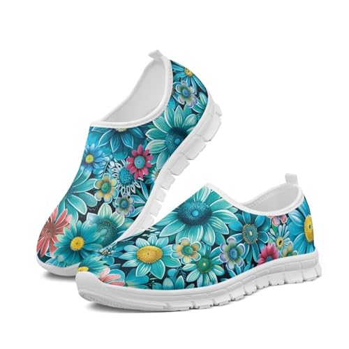 Image of Floral Sneakers for Women Colorful Art Shoes for Women Slip On Casual Work Shoes