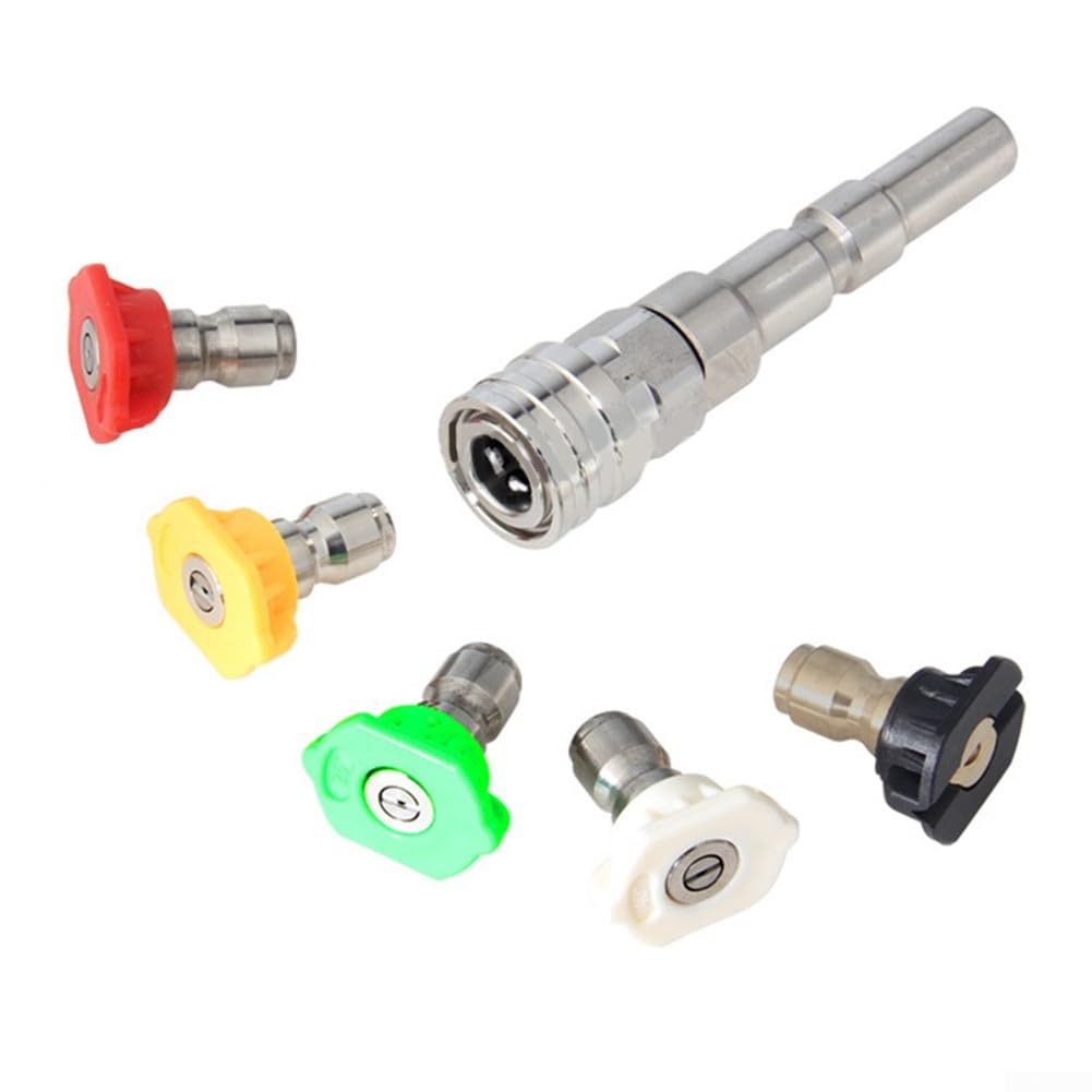 GLOBALHUT Pressure Washer Quick Connect Adapter, 1/4 Inch Stainless Steel for Nilfisk KEW Robust Construction Long-Lasting Performance 5 Nozzles
