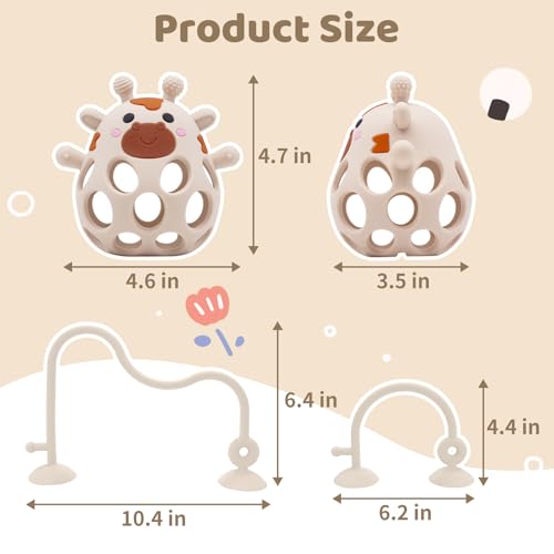 Image of Baby High Chair Toys Teething Chew - Baby Table Toys, High Chair Suction Toy Teething Toys Silicone Teethers, Food Grade Silicon for 6 12 18 Months White