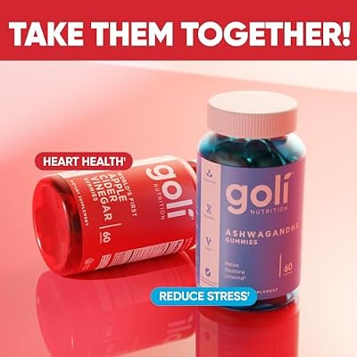 Goli Power Wellness Duo for Stress & Wellness Support Apple Cider Vinegar & Ashwagandha Gummies with Vitamin B12 & Vitamin D, Gluten-Free, Vegan, Non-GMO & Gelatin-Free