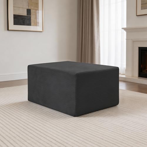 Image of Ottoman for Cloud Sectional Boneless Couches Living Room, Modular Ottoman for Deep Seat Oversized Couch, Memory Foam Compressed Spineless Foot Rest for Bedroom Apartment Grey