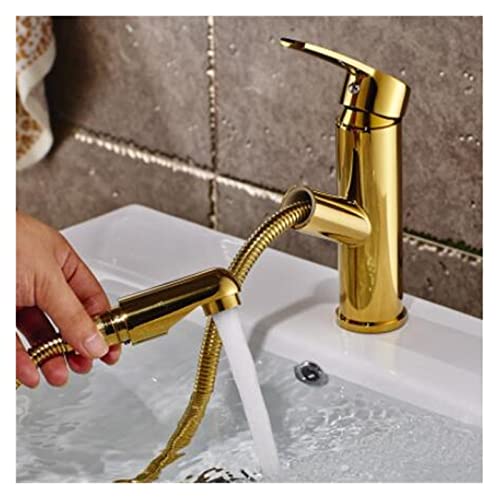 Robinet de salle de bains extractible avec douchette flexible pour un nettoyage précis de l'évier