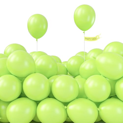 Image of PartyWoo Lime Green Balloons 100pcs 5 Inch Light Green Latex Helium Balloons for Graduation Wedding Baby Shower Anniversary Birthday Dinosaur Jungle Golf Football Theme Party Decorations Green-Y6