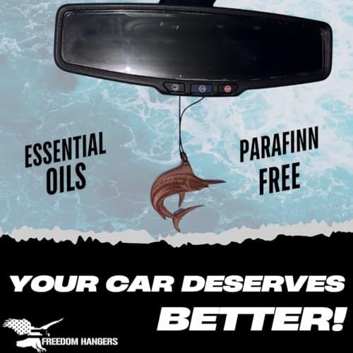 Image of Freedom Hanger - Sailfish Car Air Freshener -All Natural Wood Air Freshener - Car Odor Eliminator - Made in USA- Chemical Free