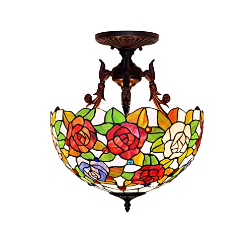 Plafonnier Tiffany en verre pour remplacer un luminaire fade et sombre