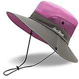 SEYUFN Eimer Hut für Kinder, Verstellbarer Sonnenhut mit Loch für Pferdeschwanz, UV-Schutz, Sommerhut für Kleinkinder mit breitem Krempe für Sommerspiele im Freien, violett, Einheitsgröße