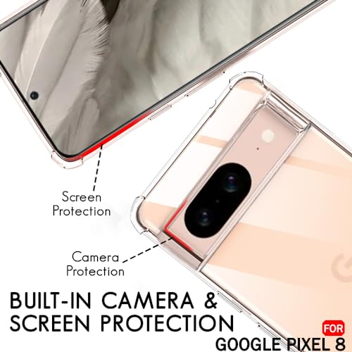 Image of TheGiftKart Crystal Clear Back Cover Case for Google Pixel 8 | 360 Degree Protection | Shock Proof Design | Transparent Case Cover for Google Pixel 8 (PC & TPU, Transparent Bumper)
