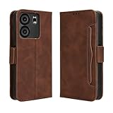 Lucyliy Hülle Für Blu View 5, Schützendes PU-Leder-Etui mit Kartenschlitzen & Halterfunktion Hülle Cover Brown