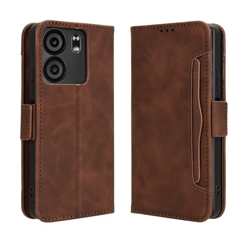 Lucyliy Hülle Für Blu View 5, Schützendes PU-Leder-Etui mit Kartenschlitzen & Halterfunktion Hülle Cover Brown