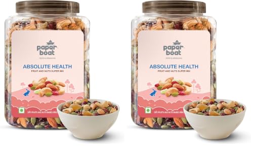 Image of Paper Boat Absolute Health Dry Fruits Mix, Premium Trail Mix | Healthy Mixed Nuts with Dry Fruits | Almonds | Cashews | Cranberry | Pumpkin Seeds | Candied Amla, Reusable Jar (1000g) (Pack of 2)