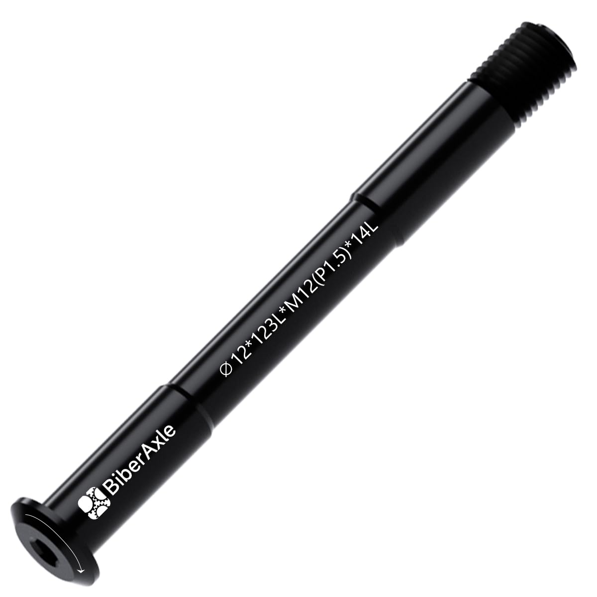 BiberAxle 12 mm Thru Axles for Bicycle Forks and Rear Bicycle Frame, Mountain Bike and Road Bikes, Aluminium Alloy Hub Adapter Axle (Thread Pitch: 1.5 mm/Length: 123 mm)