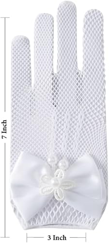Miniatura 6 de Guantes blancos para primera comunión, princesa, fiesta de té para niñas de 3 a 12 años