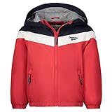 colorblock design Osh Kosh Boys\' Midweight Fleece Lined Windbreaker Jacket, Red Navy Stripe, 5/6