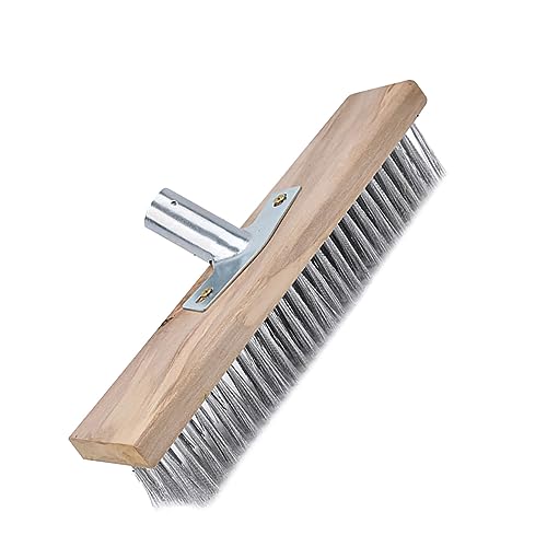 Elprico 頑丈な30cmの粗い表面ブラシコンクリートとデッキ用のデッキ用の汎用性の高いステンレス鋼効果的なクリーニングブラシ +松の木材材料