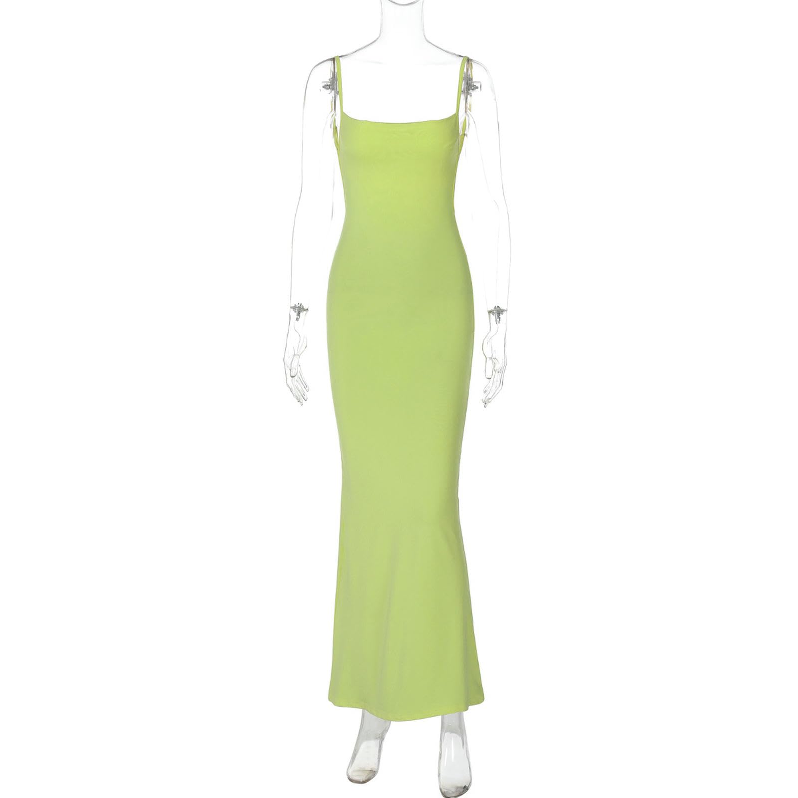 Vestito Donna Abito Estivo da Sexy Senza Maniche, vestibilità Slim, con Spalline sulla Schiena, in Tinta Unita-Marrone-s