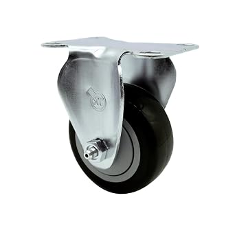 3" Rigid Caster with Black Polyurethane Wheel - 300 lbs Capacity per Caster - Service Caster Brand