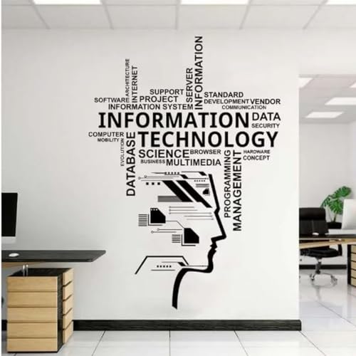 Calcomanía de vinilo para pared de tecnología de la información, ingeniería, software, tecnología, empresa, oficina, decoración, regalo, 42 x 59 cm
