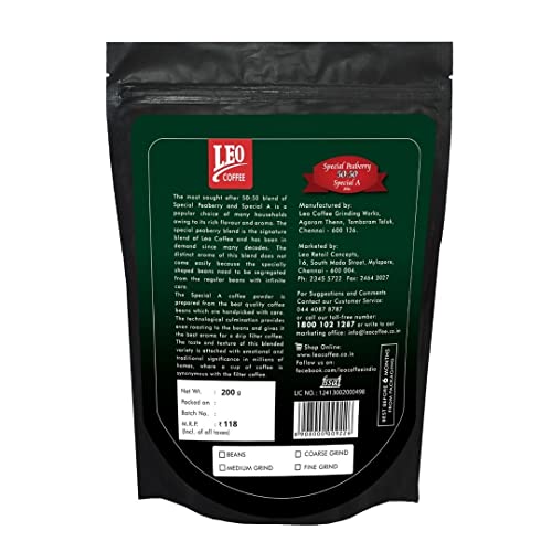 Image of Leo Coffee Special Peaberry | South Indian Filter Coffee | Fine Grind | 250g | 100% Pure | Freshness Sealed | Premium Roast