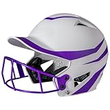 CHAMPRO HX Rise Legend 2-Tone Matte-Finish Fastpitch Softball Batting Helmet with Facemask, Medium, Purple