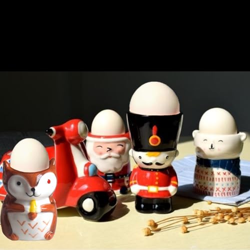 Soulnioi Egg Cups,Cartoon Ceramics Egg Holders,Printed Boiled Egg Holder,Egg Stand Tray,for Kitchen Boiled Eggs Breakfast Store Egg Cups/Holders Squirrels - Image 3